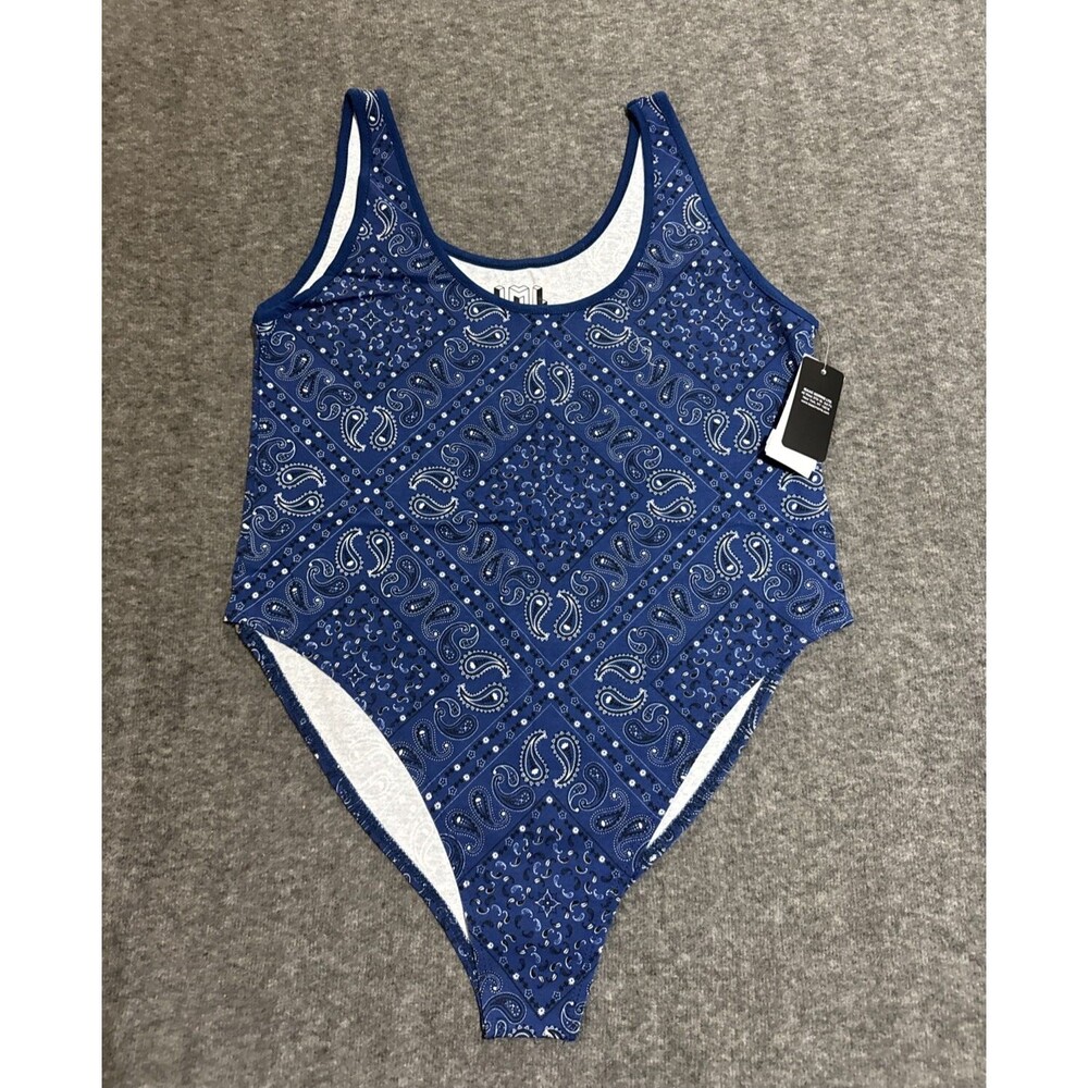 Isaac Morris Women's Blouse Body Suite Bandana Blue Extra Large